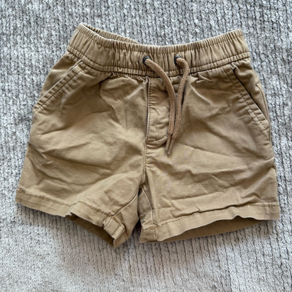 Baby Gap Khaki Drawstring Shorts 12-18 Months Cotton Blend Classic Prep Neutral